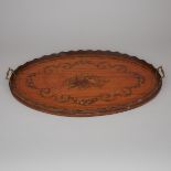 Edwardian Neoclassical Oval Painted Mahogany Tea Tray, c.1900, width 28.25 in — 71.8 cm