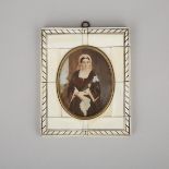 Hand Coloured Portrait Miniature Photograph on Ivory of Queen Victoria, 19th century, 5.2 x 4.3 in —