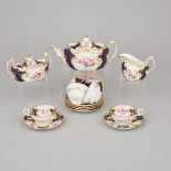 Hammersley Floral Decorated Blue Ground Tea Service, for China Hall, Toronto, 20th century, teapot h
