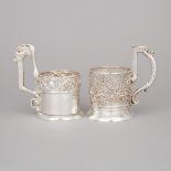 Two Russian Silver Tea Glass Holders, Moscow, c.1908-17, largest height 5.2 in — 13.3 cm (2 Pieces)