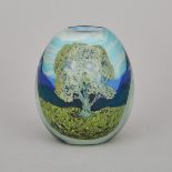 Edward Roman (Canadian, b.1941), Hilltop Trees #1, Internally Decorated Glass Vase, 1981, height 4.7