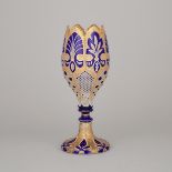 Bohemian Blue Overlaid and Gilt Glass Vase, late 19th century, height 13.8 in — 35 cm