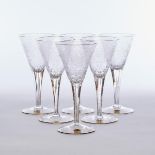 Six Moser 'Maharani' Etched and Gilt Glass Goblets, 20th century, height 7.9 in — 20 cm (6 Pieces)