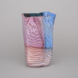 Thomas Philabaum (American, b.1947), Rectangular Glass 'Bag' Vase, 1982, height 13.5 in — 34.3 cm