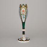 Bohemian Overlaid, Enameled and Gilt Green Glass Vase, late 19th century, height 14.6 in — 37 cm