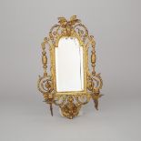 Pair of Napoleon III Gilt Bronze Two Branch Mirror Back Wall Sconces, 19th century, height 18.5 in —