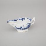 Worcester Blue Painted 'Fringed Tree' Fluted Sauce Boat, c.1755-60, length 5.8 in — 14.7 cm