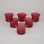 Six English Red Glass Rinsing Bowls, 19th century, height 4 in — 10 cm (6 Pieces)