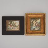 Two Miniatures on Ivory After Francois Boucher (French, 1703-1770), LA BERGÈRE ENDORMIE & PASTORALE