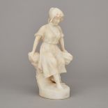 Italian School Carved Alabaster Figure of a Young Woman, early 20th century, height 10.25 in — 26 cm