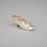 German Silver Novelty Shoe, Karl Kurz, Kesselstadt, c.1900, length 4.3 in — 11 cm