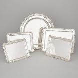 Five Czechoslovakian Silver Trays, 20th century, largest diameter 14.6 in — 37 cm (5 Pieces)