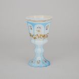 Bohemian Blue Overlaid, Cut, Enameled and Gilt Opaline Glass Goblet, mid-19th century, height 7.2 in