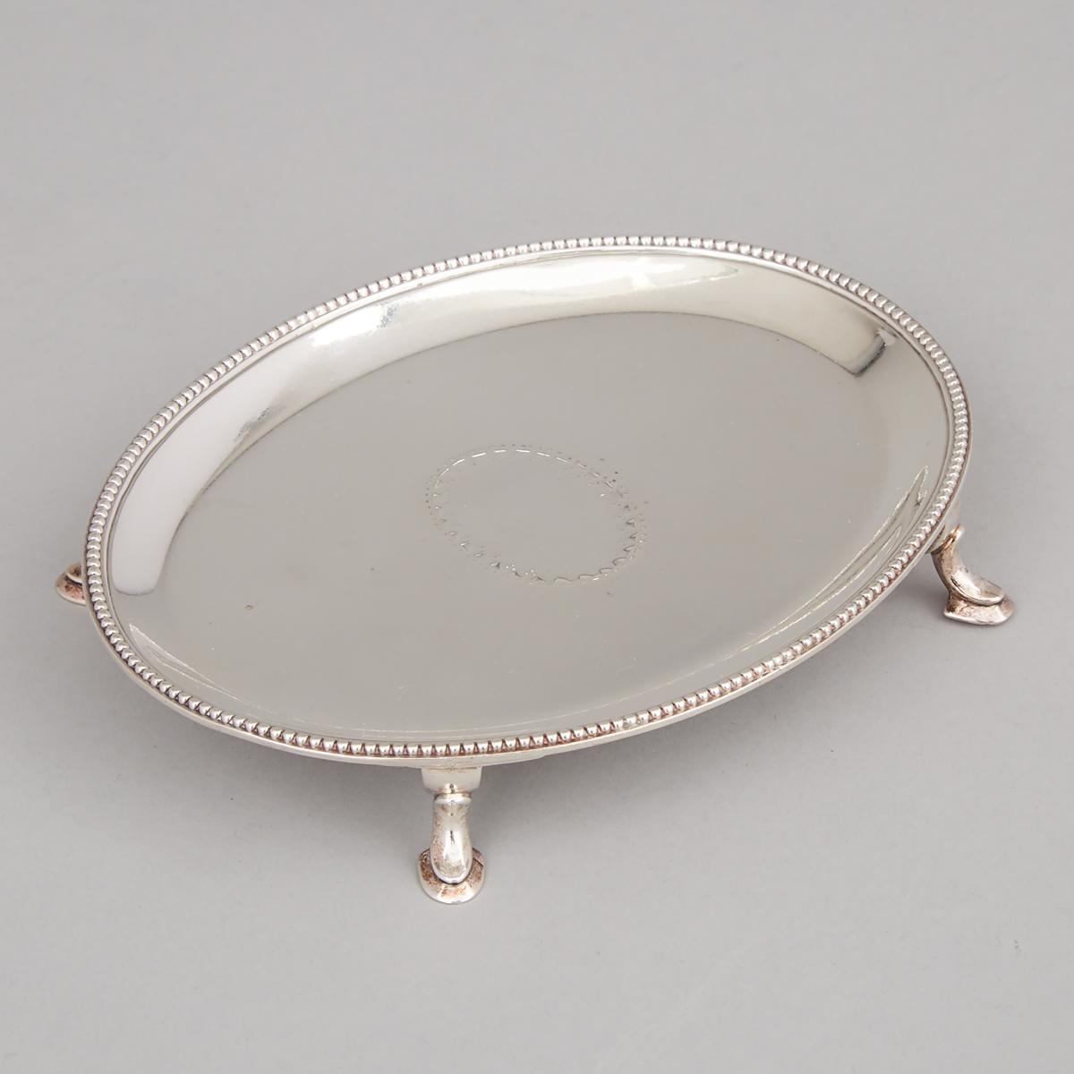 George III Silver Oval Teapot Stand, William Plummer, London, 1780, length 6.1 in — 15.5 cm