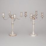 Pair of English Silver Plated Five-Light Candelabra, Barker Bros., 20th century, height 16 in — 41 c