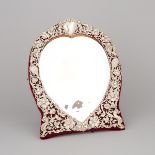 Late Victorian Silver Framed Heart-Shaped Strut Mirror, William Comyns, London, 1893, 13.4 x 11 in —