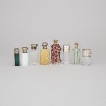 Eight Various Silver and Metal Mounted Glass Scent Bottles, late 19th/early 20th century, largest he