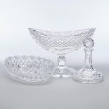 Waterford Cut Glass Oval Bowl, Footed Bowl and a Decanter, 20th century, largest height 9.2 in — 23.