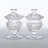 Pair of Anglo-Irish Cut Glass Covered Sweetmeat Vases, 19th century, height 6.1 in — 15.5 cm (2 Piec