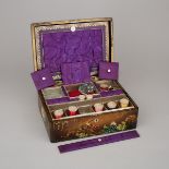 Victorian Painted Papier Mâché Work Box, mid 19th century, 4.5 x 12 x 9 in — 11.4 x 30.5 x 22.9 cm