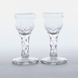 Pair of English Cut and Engraved Faceted Stemmed Dram Glasses, late 18th century, height 4.6 in — 11