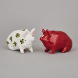 Two Plitchta or Red Wemyss Pigs, 20th century, length 6 in — 15.2 cm (2 Pieces)