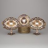 Royal Crown Derby 'Imari' (8731) Pattern Dessert Service, 20th century, plate diameter 8.9 in — 22.7