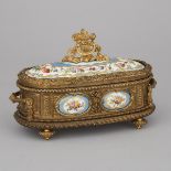 French 'Sevres' Porcelain Mounted Gilt Bronze Casket, late 19th centurhq, 6.25 x 9.5 in — 15.9 x 24.