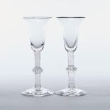 Pair of Continental Opaque Twist Stemmed Wine Glasses, late 18th/19th century, height 6.5 in — 16.5