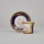 'Sèvres' Blue Ground Coffee Can and Saucer, c.1900, saucer diameter 5.1 in — 13 cm