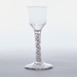 English Opaque Twist Stemmed Wine Glass, c.1760-80, height 5.8 in — 14.7 cm