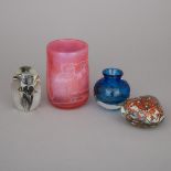 Denise Bélanger-Taylor (Canadian), Two Glass Vases and Two Paperweights, 1979/91, largest height 5.3