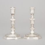 Pair of Queen Anne Silver Candlesticks, Thomas Merry I, London, 1704, height 5.5 in — 14 cm (2 Piece