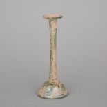 Roman Glass Candlestick Unguentarium, 1st-2nd century A.D., height 7.3 in — 18.6 cm