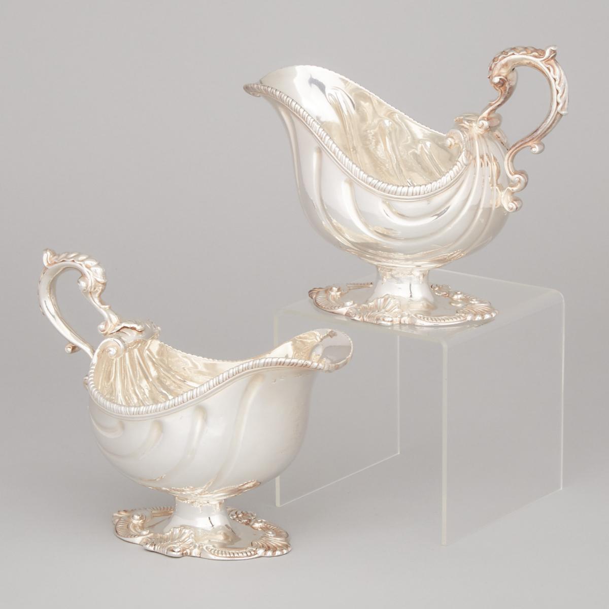 Pair of George II Silver Sauce Boats, Thomas Heming, London, 1758, length 8.7 in — 22 cm (2 Pieces)