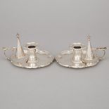 Pair of George IV Silver Chambersticks, William Eaton, London, 1824, width 6.7 in — 17 cm (2 Pieces)