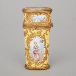 Georgian Staffordshire Enamel Etui Case, late 18th century, height 4 in — 10.2 cm