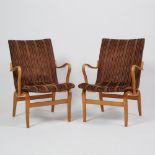 Pair of Bruno Mathsson ‘Eva’ Open Arm Chairs, mid 20th century, height 322.8 in — 820 cm