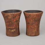 Pair of inca Keros, 15th-early 16th century, height 8.25 in — 21 cm