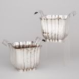 Pair of Continental Silver Two-Handled Vases, early 20th century, height 7.5 in — 19 cm (2 Pieces)
