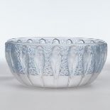‘Perruches’, Lalique Frosted and Blue Enameled Glass Bowl, 1930s, height 4.1 in — 10.5 cm, diameter