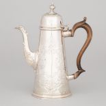 George I Provincial Silver Coffee Pot, Benjamin Brancker, Liverpool, c.1720, height 9.3 in — 23.5 cm