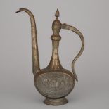 Turkish Tinned Copper Ewer, 19th century, height 15 in — 38.1 cm