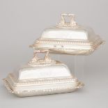 Pair of George IV Silver Entrée Dishes, Philip Rundell, London, 1821, length 12.6 in — 32 cm (2 Piec