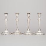 Set of Four Dutch Silver Table Candlesticks, Diederik Lodewijk Bennewitz, Amsterdam, 1804, height 12