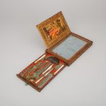 Qajar Polychromed Lacquer Papier Maché Vanity Box, 18th century, 9.8 x 6.8 in — 25 x 17.3 cm