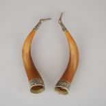 Pair of Norwegian 'Viking' Drinking Horns, Stavanger, early 20th century, length 12 in — 30.5 cm (12