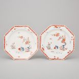 Pair of Bow Kakiemon 'Two Quail' Pattern Octagonal Dishes, c.1760, diameter 8.7 in — 22.2 cm (2 Piec