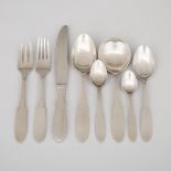 George Jensen 'Mitra' Pattern Stainless Steel Flatware Service, Gundorph Albertus, mid-20th century,