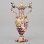 Viennese Enamel Urn Form Perfume Bottle, 19th century, height 3.75 in — 9.5 cm